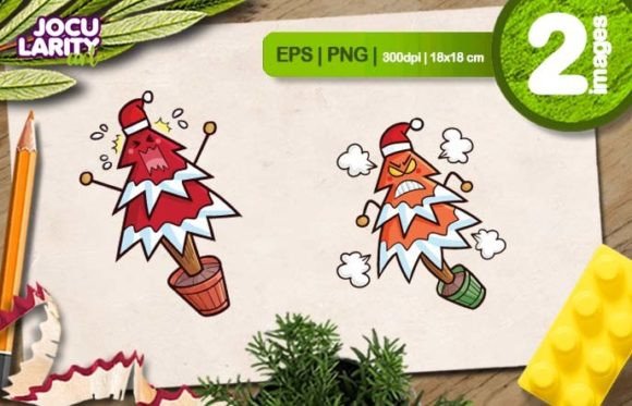 Download Funny Angry Christmas Tree Cartoon Vecto - Funny Collection