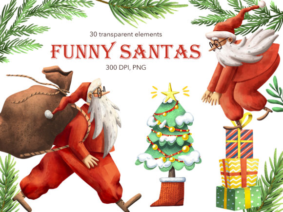 Download Funny Santas - Christmas Clipart Set - Funny Collection