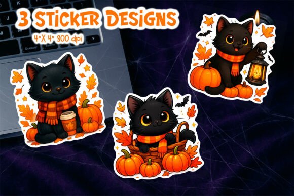 Download Cute Halloween Cat Stickers PNG - Halloween cat stickers Collection