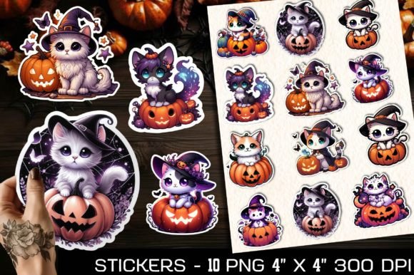 Download Cute Halloween Cat Stickers, Halloween - Halloween cat stickers Collection