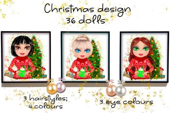 Download 36 Christmas Dolls. 12 Long, Short, Bun - Premium Bundle