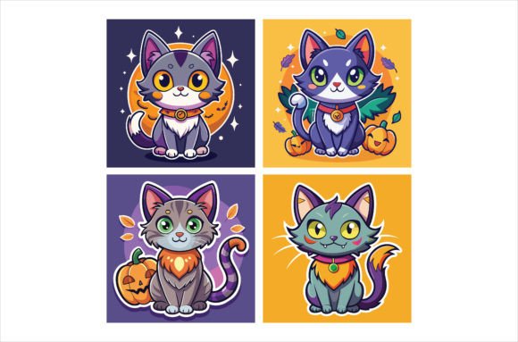 Download Cute Halloween Cat Stickers Graphic - Halloween cat stickers Collection