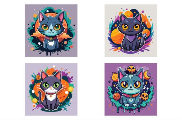 Download Cute Halloween Cat Stickers Graphic - Halloween cat stickers Collection