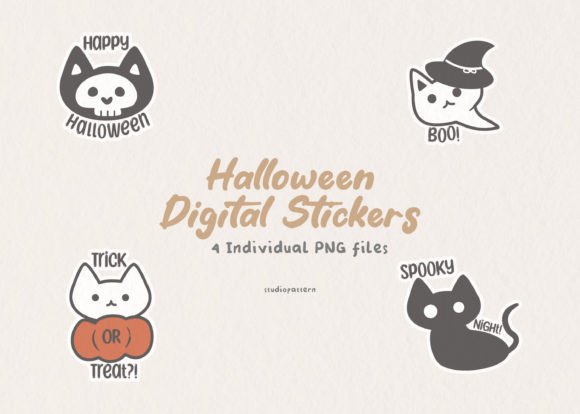 Download Set of Halloween Cat Stickers - Halloween cat stickers Collection