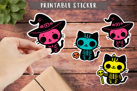 Download Halloween Cat Stickers | Animal Skeleton - Halloween cat stickers Collection