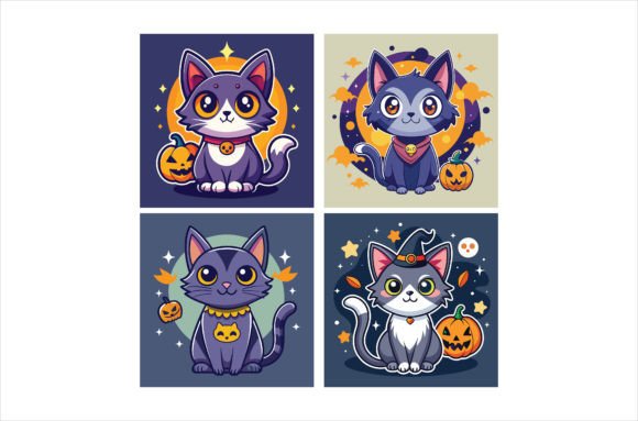 Download Cute Halloween Cat Stickers Graphic - Halloween cat stickers Collection